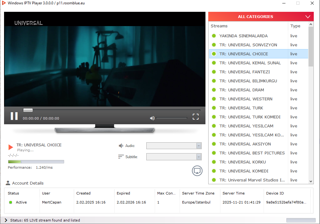 Watch Live Matches for Free with Xtream Codes 21/11/2025